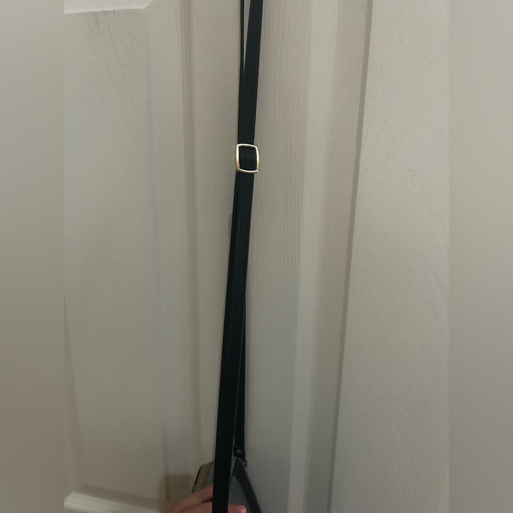 3 Pocket Gray and Black Crossbody Bag with Gold Bow/Zipper - Picture 8 of 10